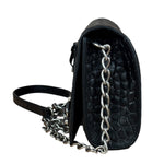 Balenciaga Black Croc Embossed Le City Clutch