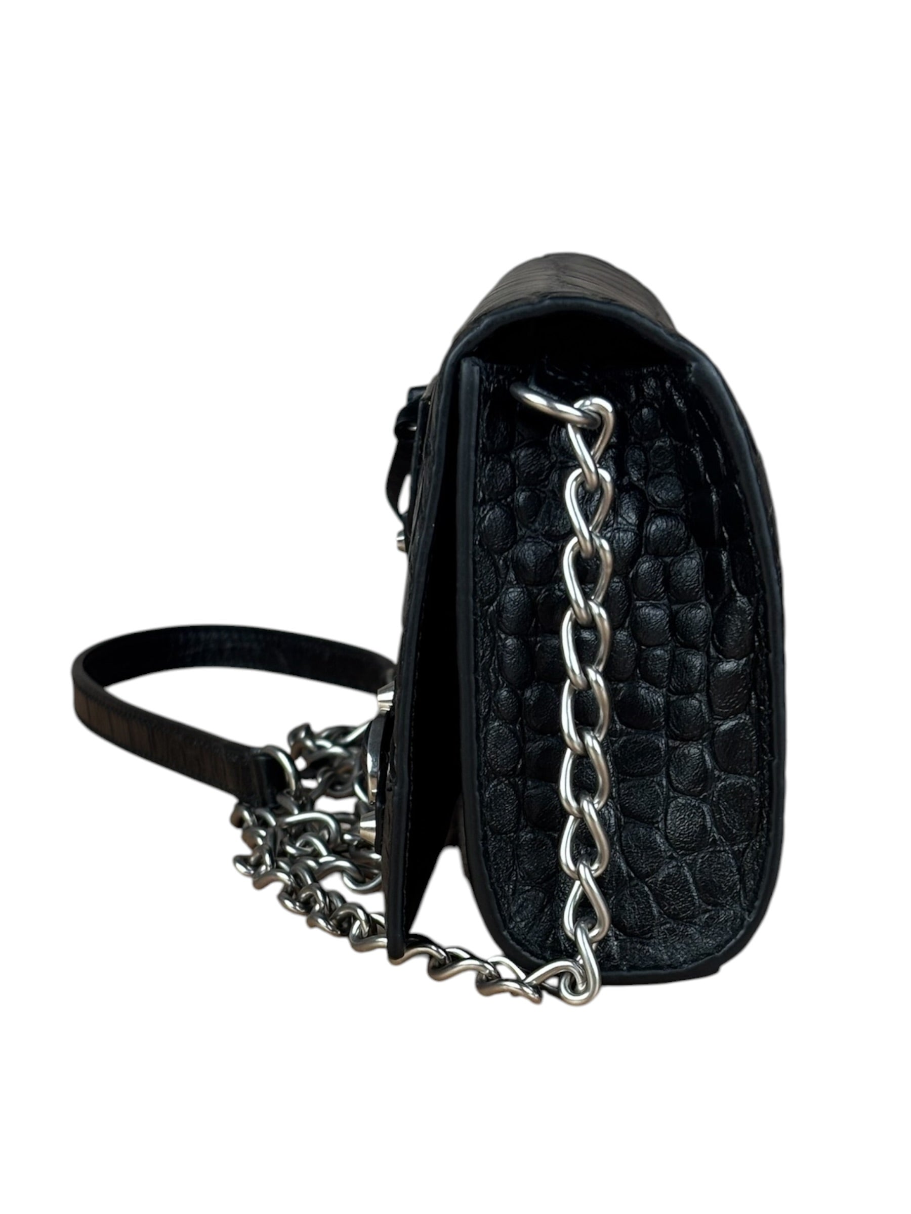 Balenciaga Black Croc Embossed Le City Clutch