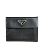 Prada Black Saffiano Leather Compact Wallet