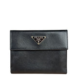 Prada Black Saffiano Leather Compact Wallet