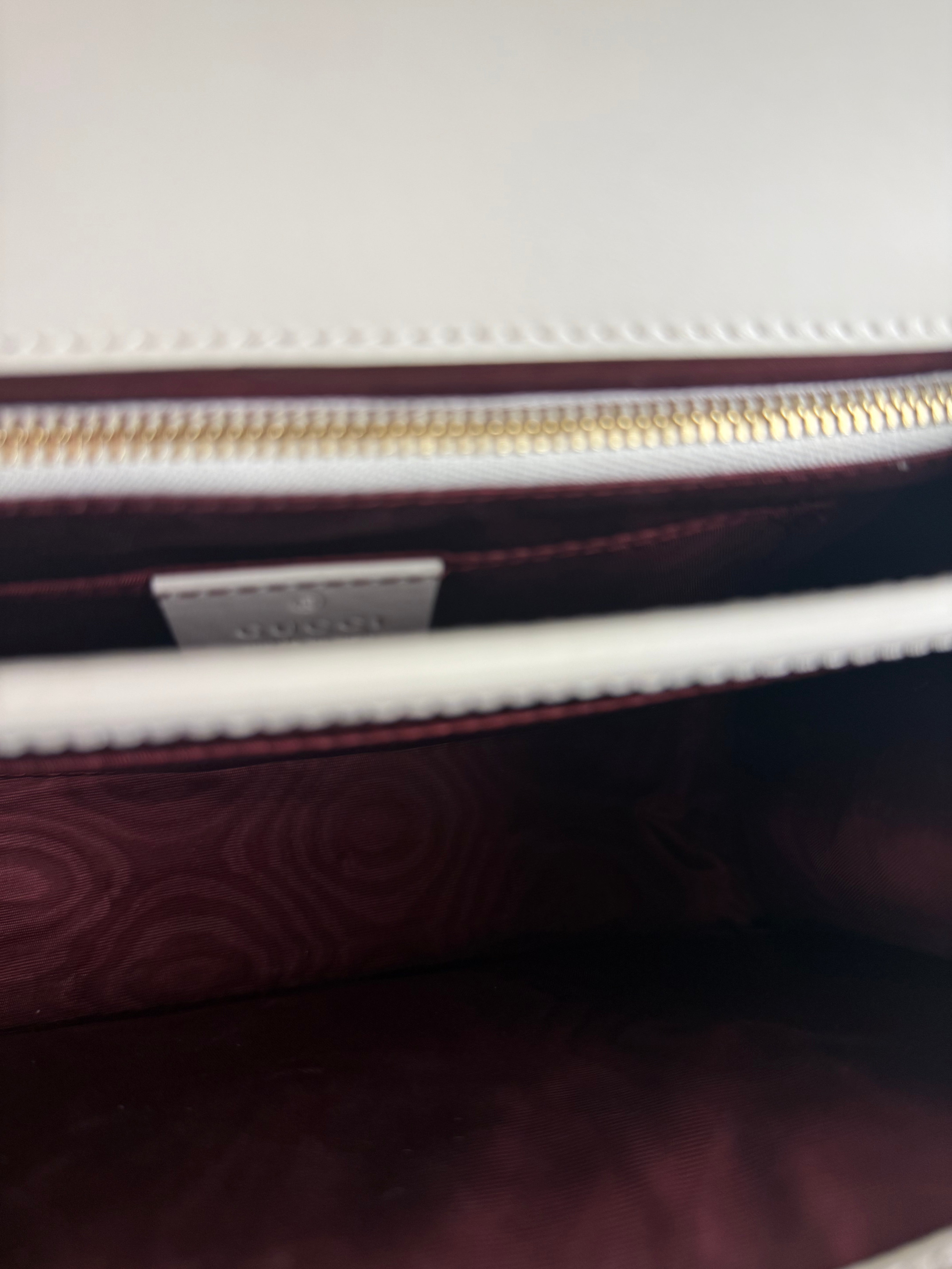 Gucci Ivory Leather Zumi Two-Tone GG Crossbody Bag