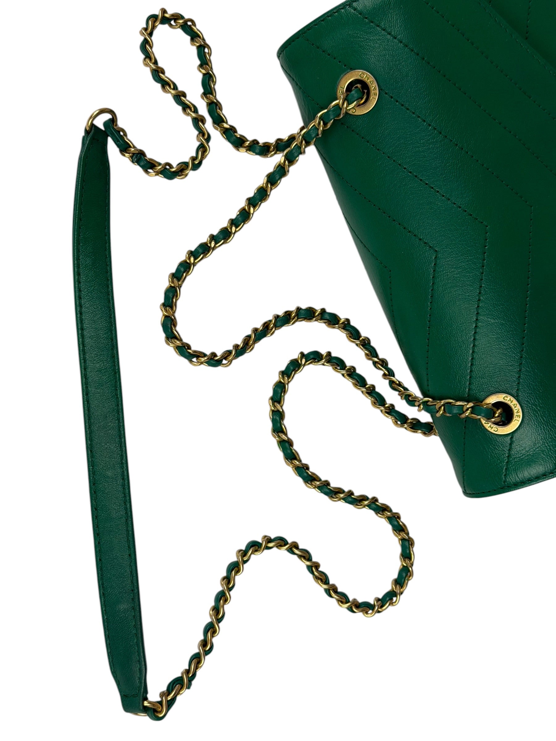 Chanel Green Lambskin Shoulder Bag 2018