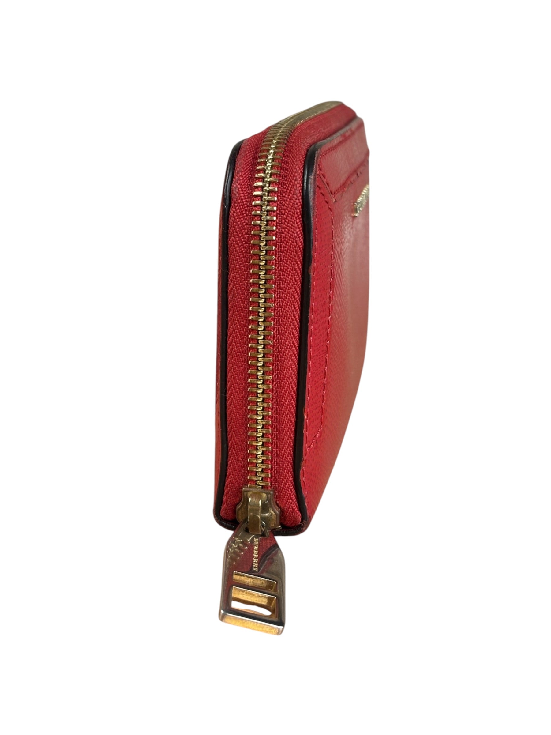 Burberry Vintage Red Leather Zip Long Wallet