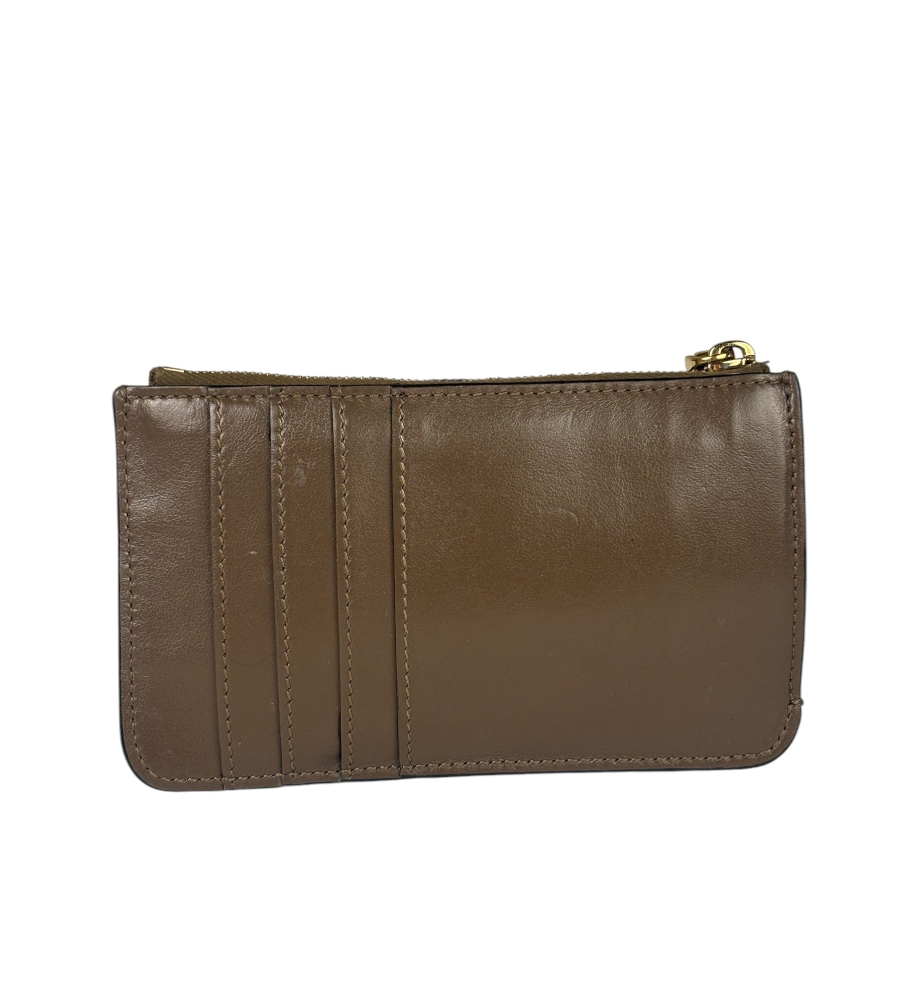Fendi Brown Leather FF Zip Coin/Card Case