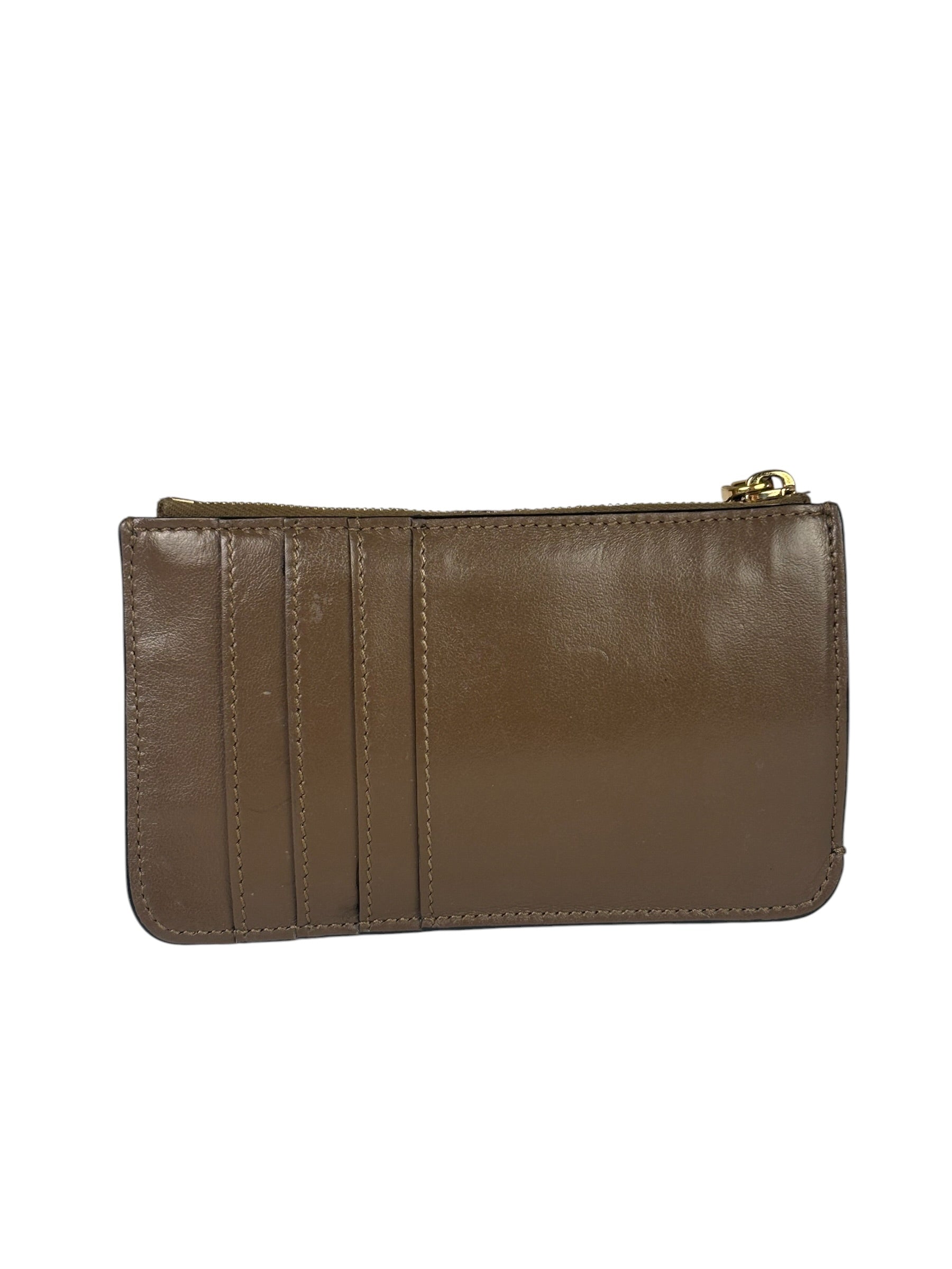 Fendi Brown Leather FF Zip Coin/Card Case