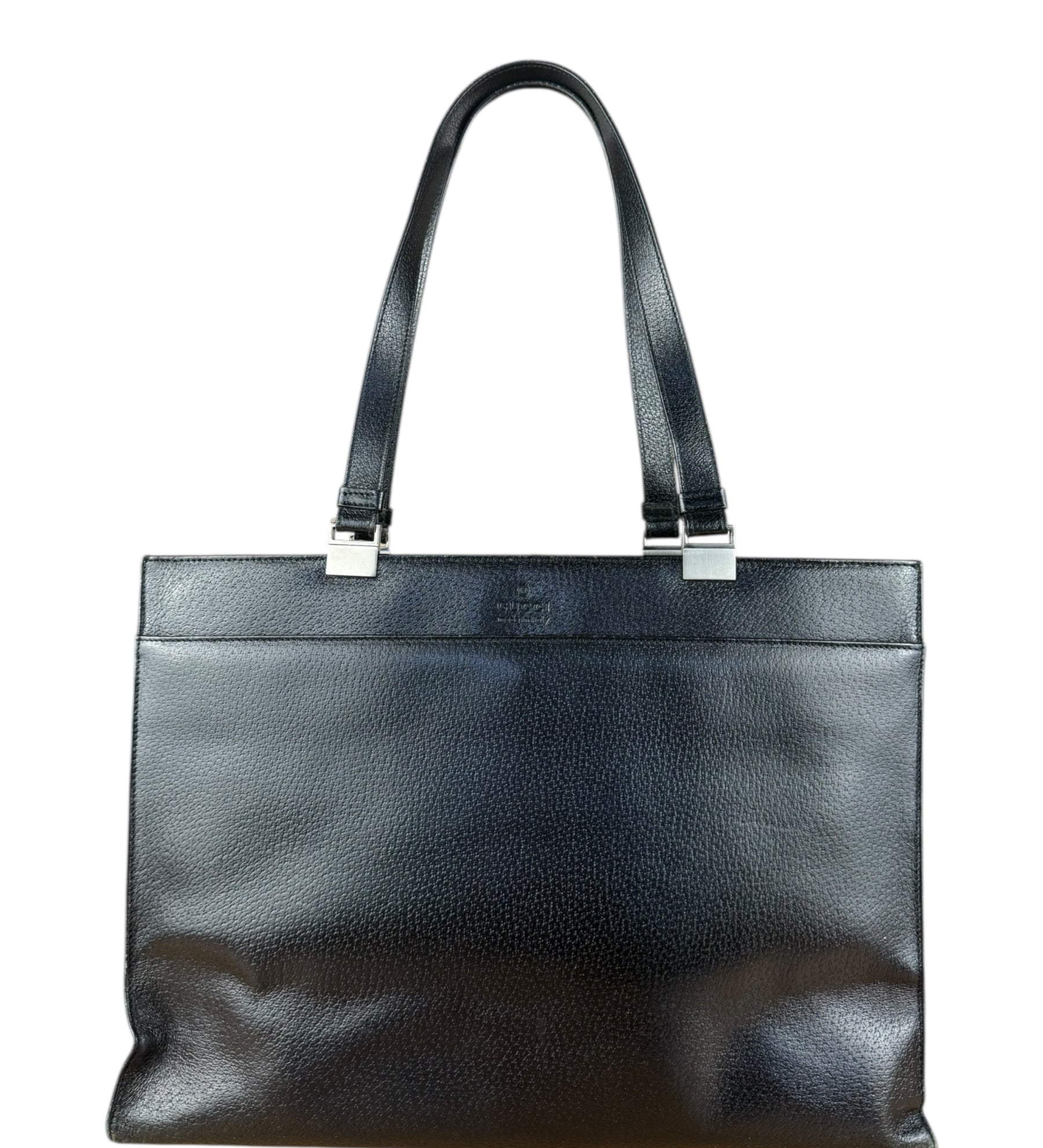 Gucci Vintage Black Leather Shoulder Tote