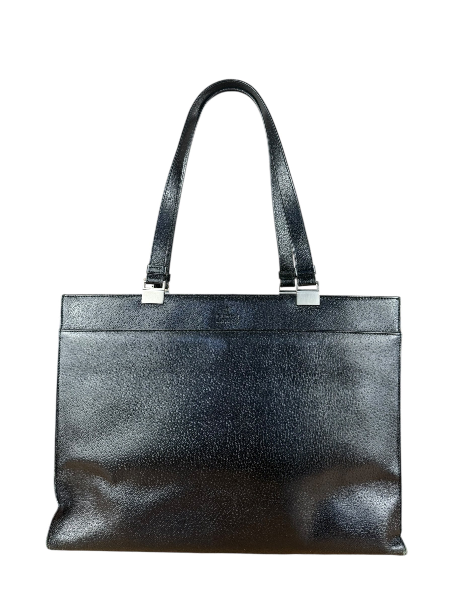 Gucci Vintage Black Leather Shoulder Tote