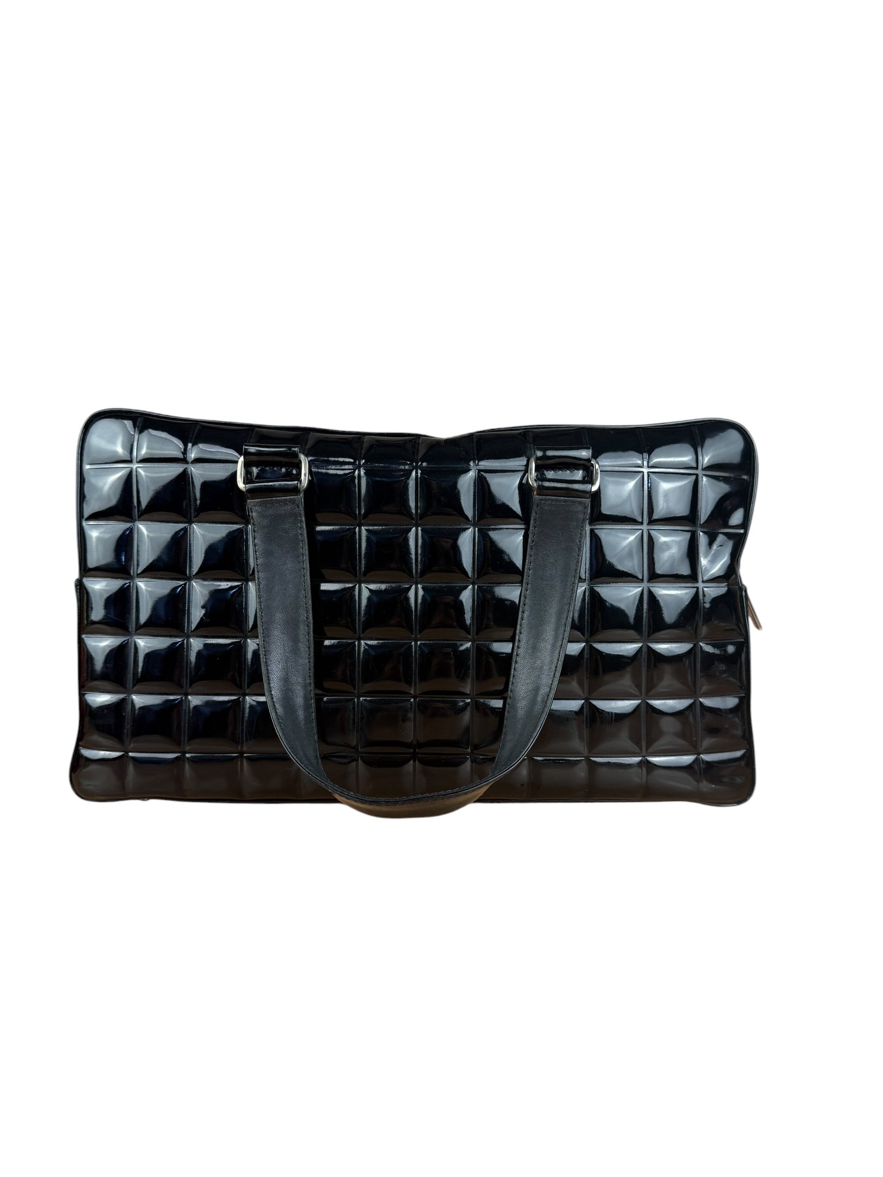 Chanel Black Patent Chocolate Bar Bowler Bag 2002