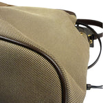 Prada Tan Beige Leather Trim Jaquard Canvas Bucket Bag