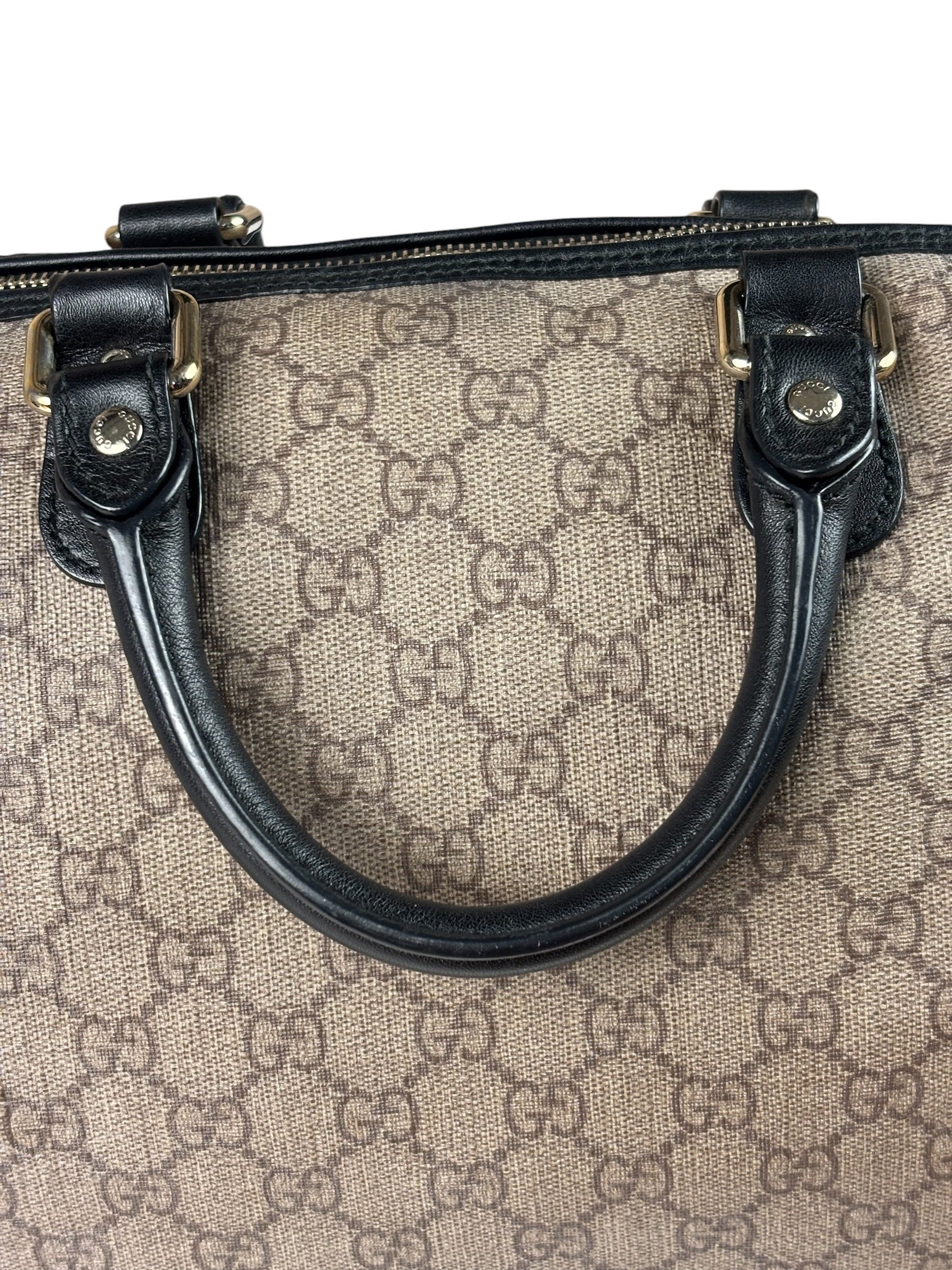 Gucci Beige Leather Gg Supreme Italian Flag Joy Boston Bag