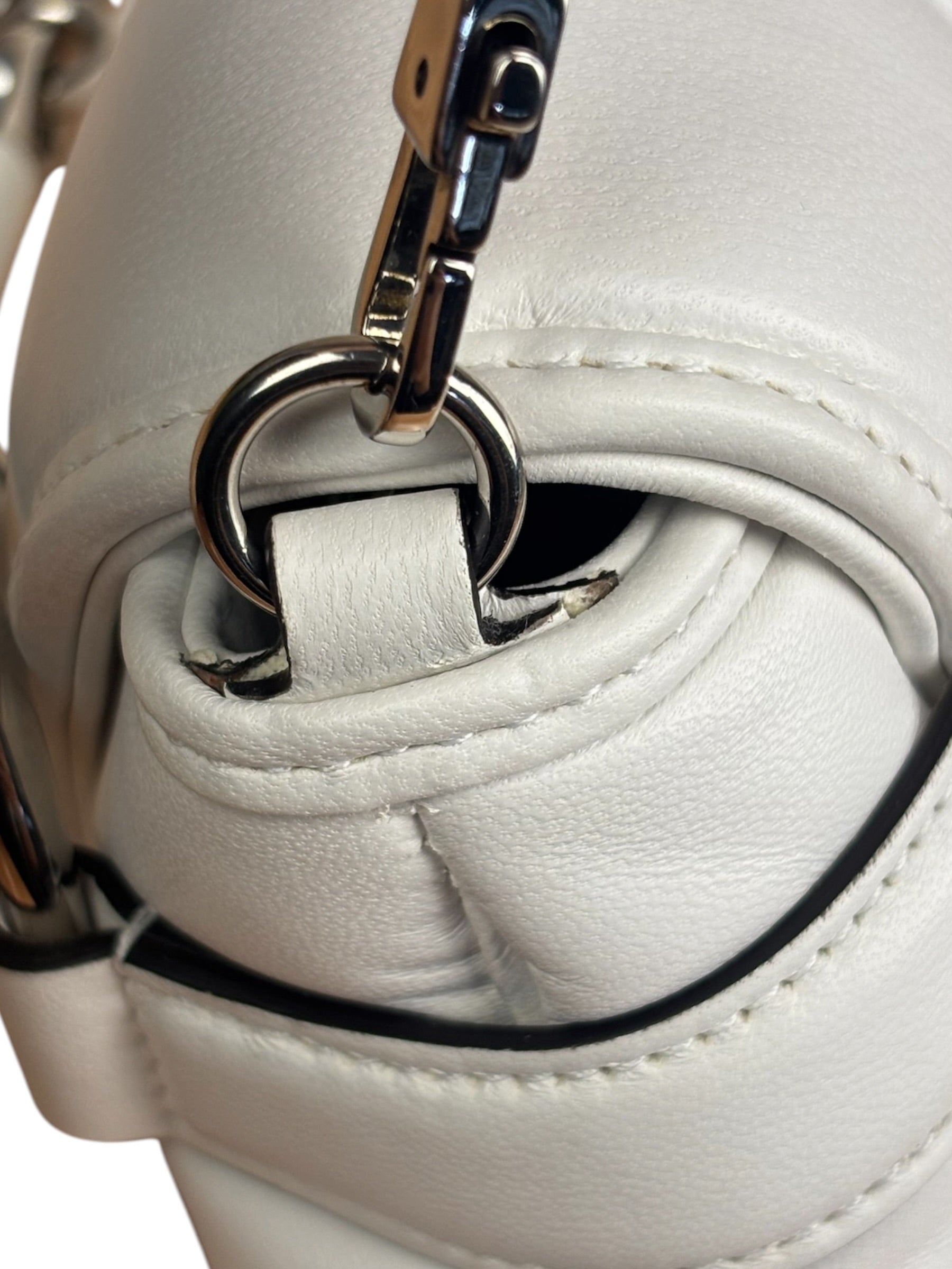 Gucci White Quilted Metelasse Leather Horsebit Chain Shoulder Bag