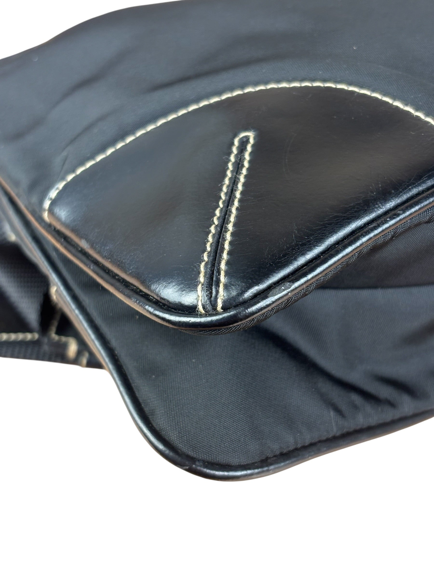 Prada Black Tessuto Nylon Leather Trim Shoulder Bag
