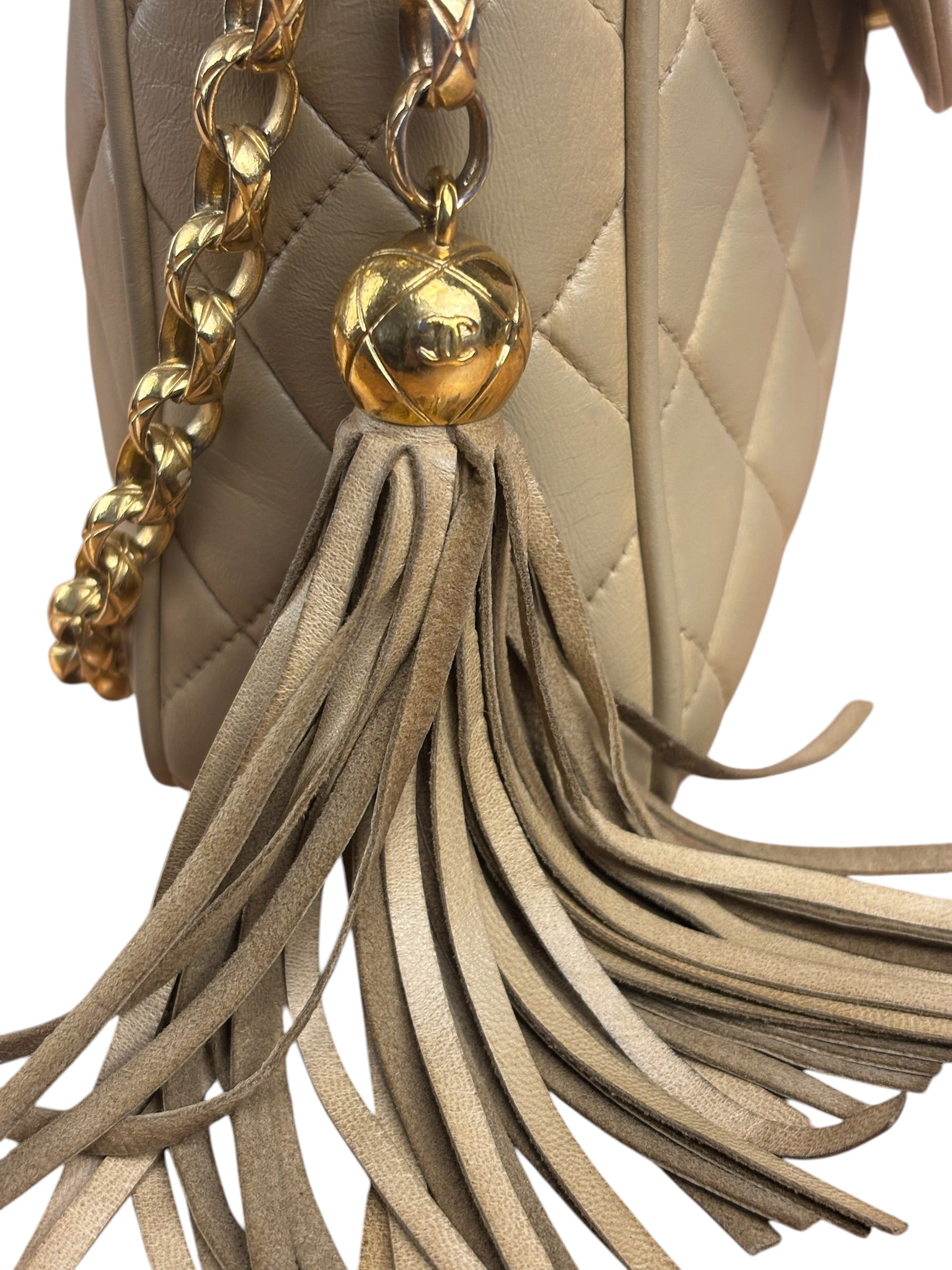 Chanel Tan Brown Quilted Leather Flap Chain Camera Bag