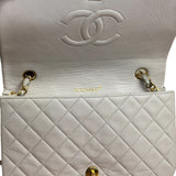 Chanel White Quilted Leather CC Flap Shoulder Bag 2013