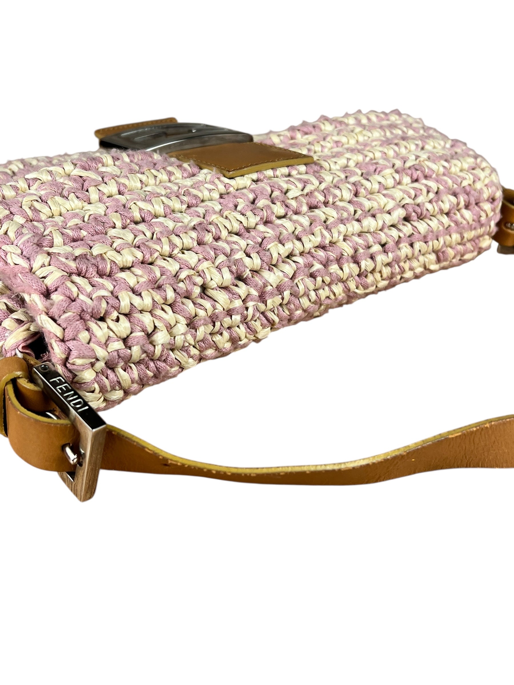 Fendi Raffia Crochet Baguette