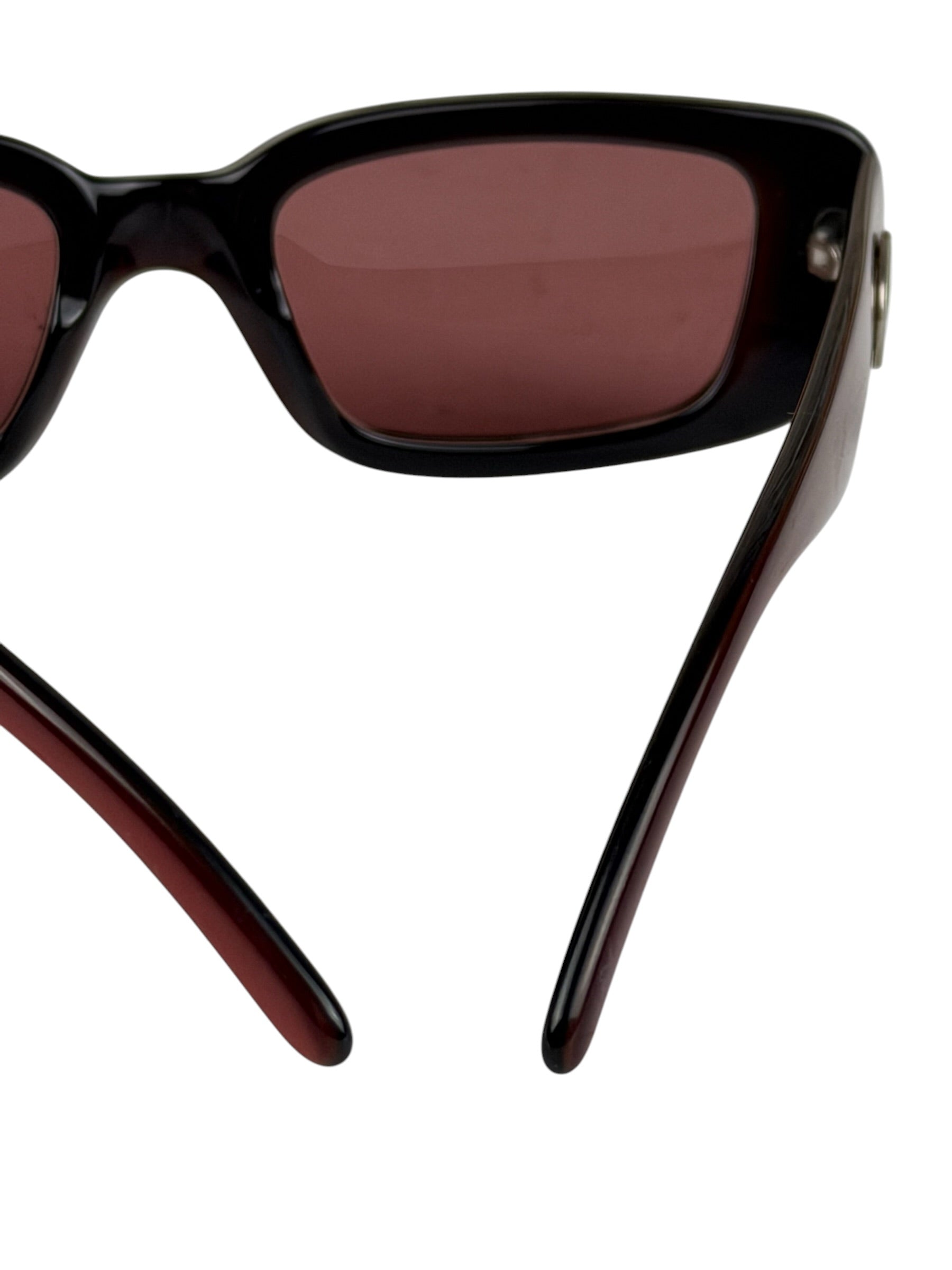 Gucci Maroon Rectangle Frame Sunglasses