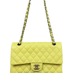 Chanel Yellow Neon Quilted Leather Classic Double Flap Bag 2010