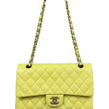Chanel Yellow Neon Quilted Leather Classic Double Flap Bag 2010