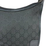 Gucci Black Canvas Leather Trim Shoulder Bag