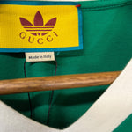 Gucci x Adidas Green Logo Print Jersey V-Neck T-Shirt