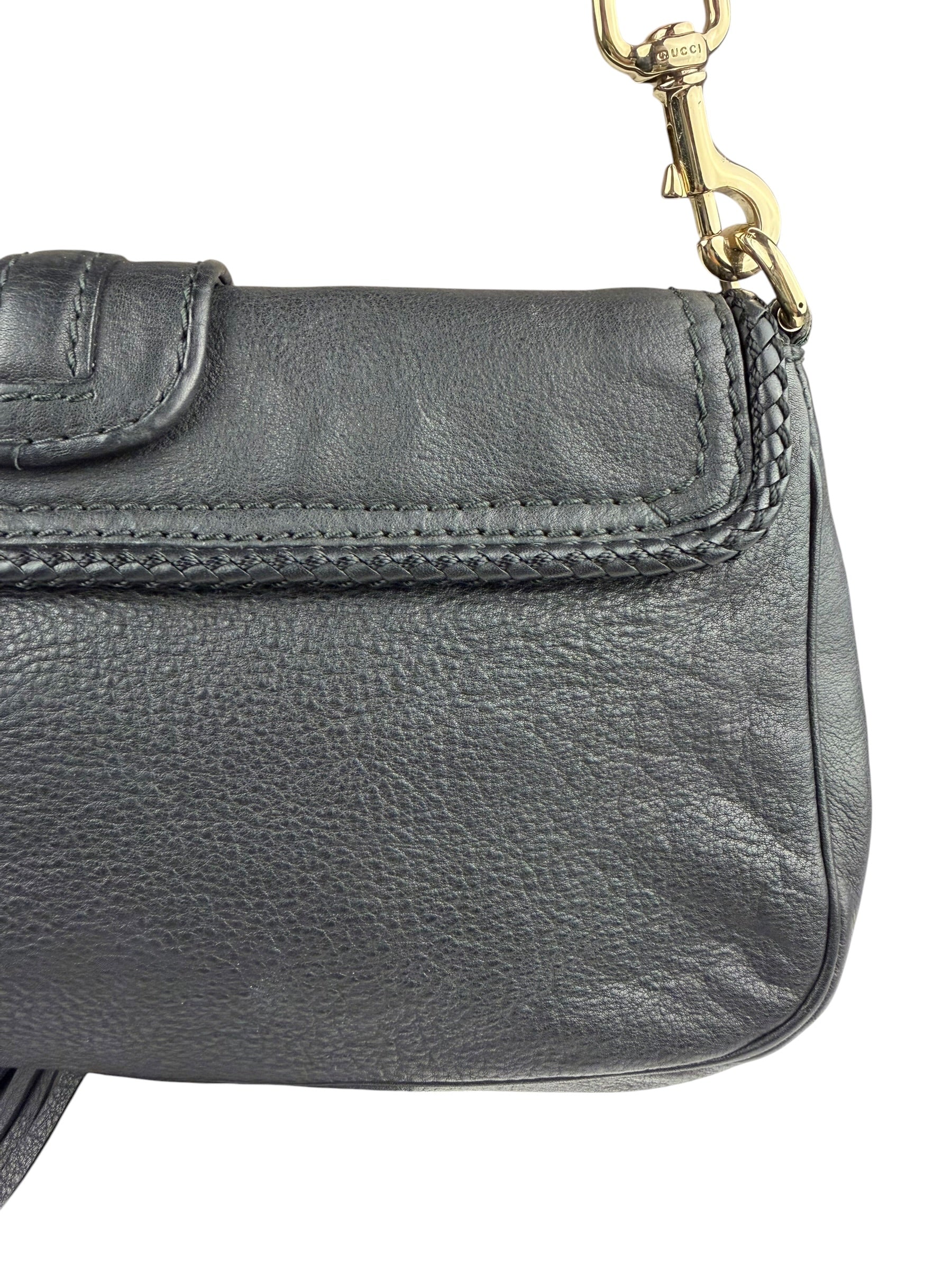 Gucci Black Leather Marrakech Evening Shoulder Bag