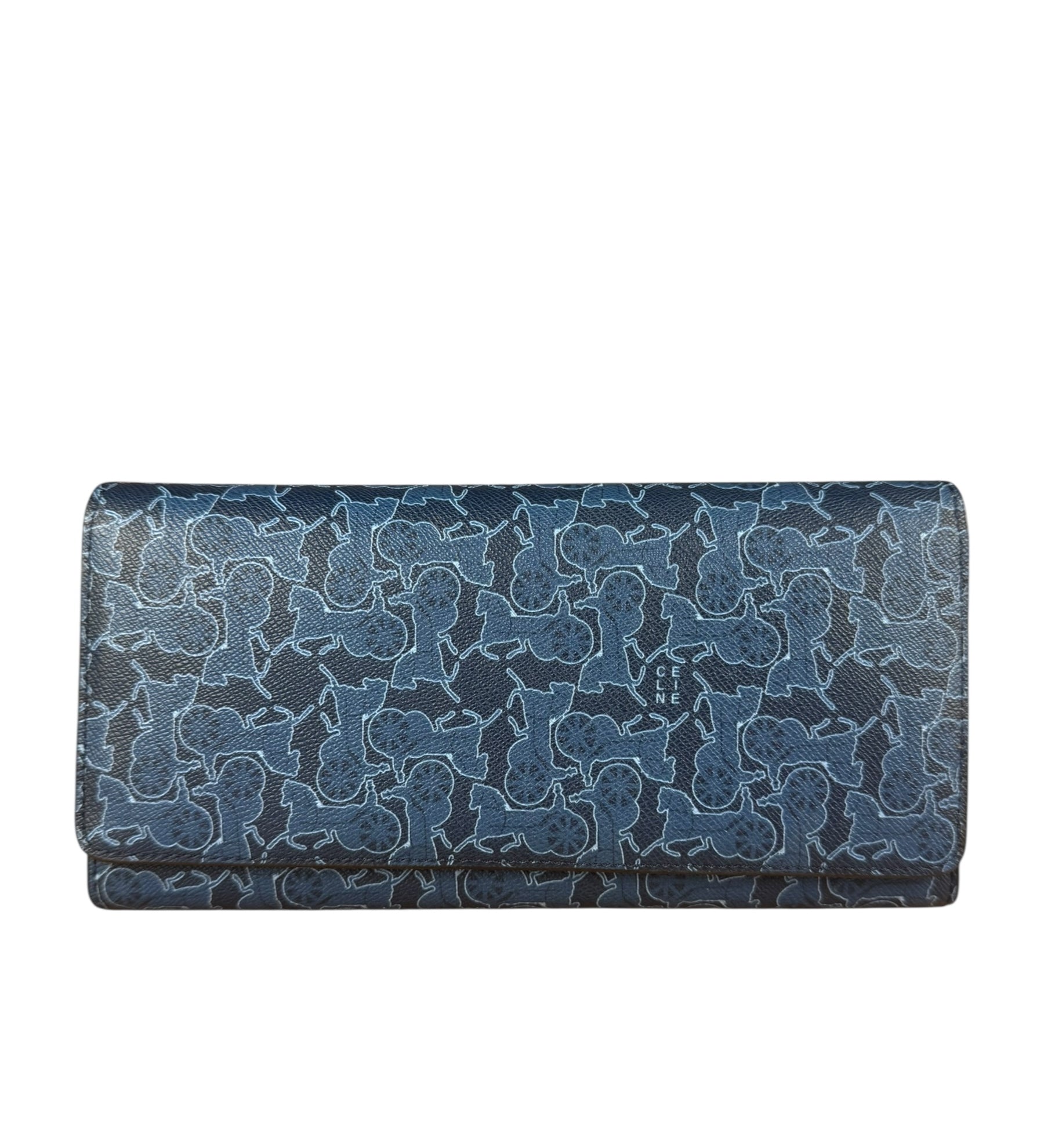 Celine Blue Coated Canvas Long Wallet
