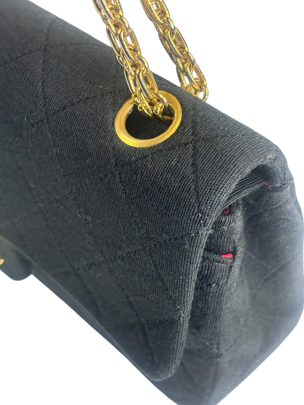 Chanel Vintage Black Quilted Jersey Double Flap Bag 1986