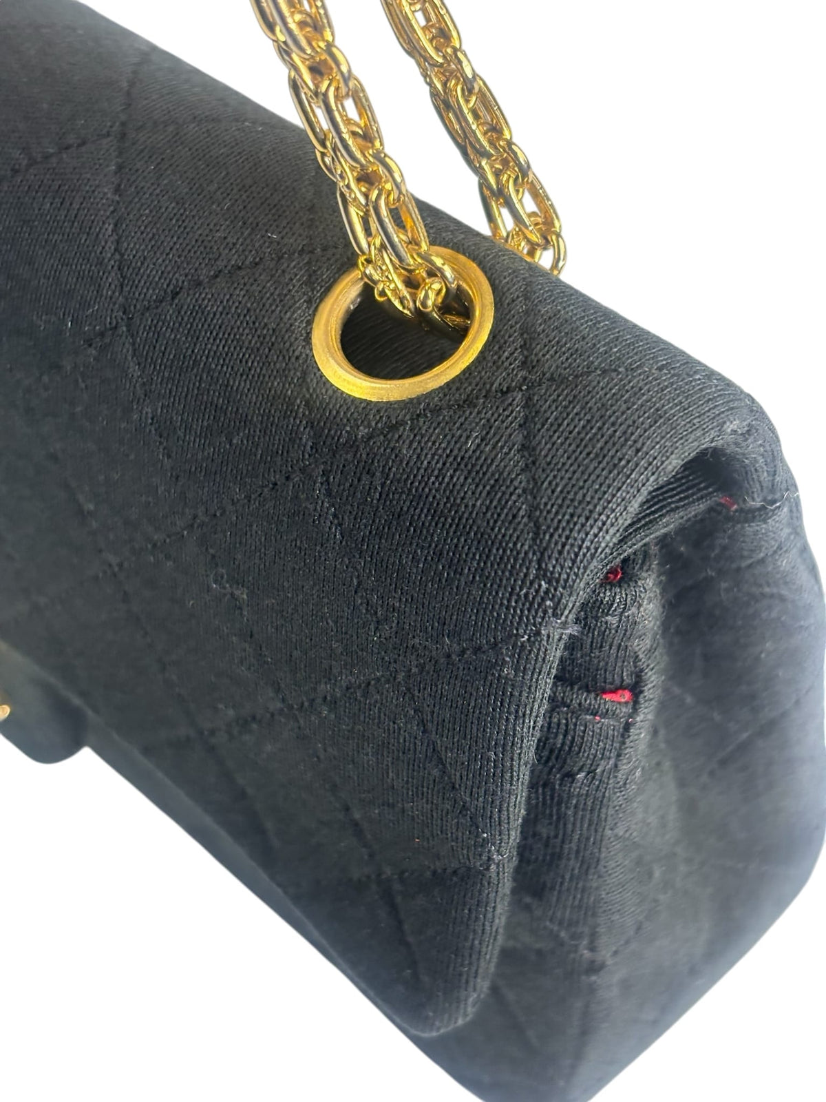 Chanel Vintage Black Quilted Jersey Double Flap Bag 1986