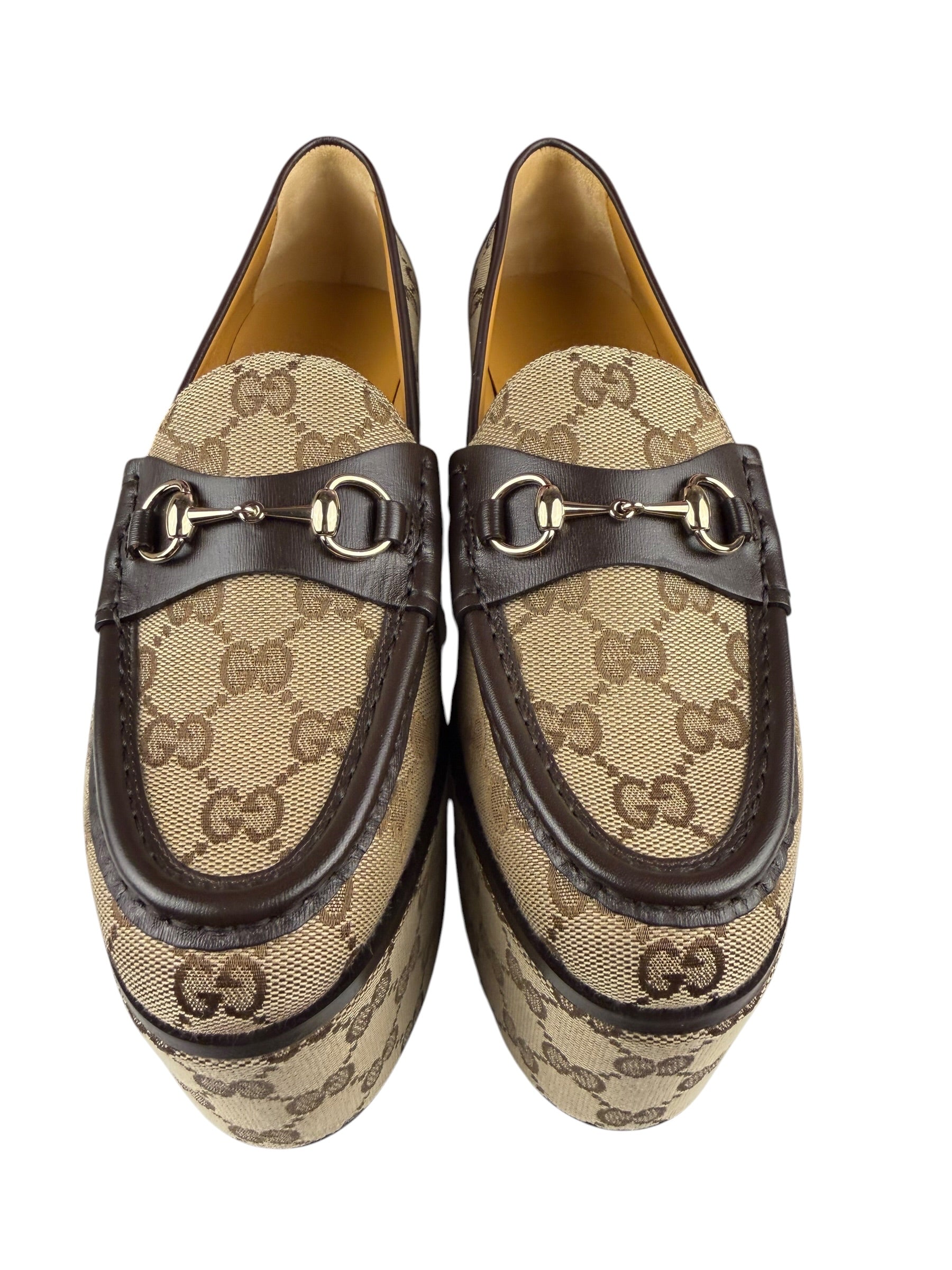 Gucci Horsebit GG Canvas Platform Loafers