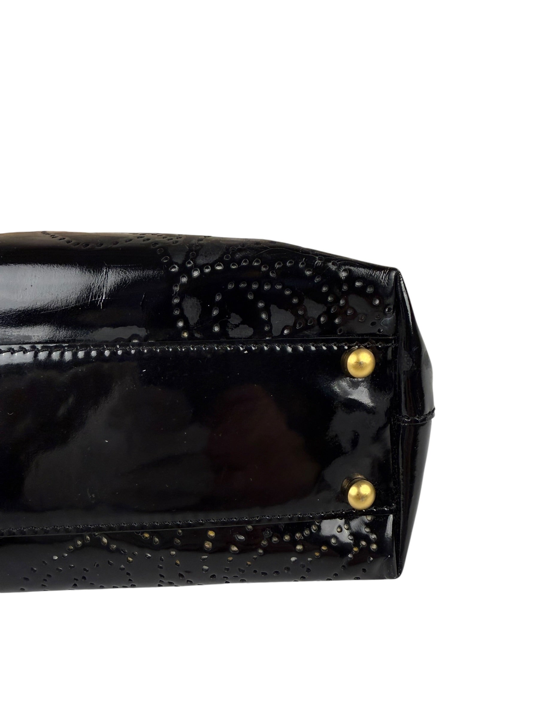 Chanel Black Patent Floral Cutout Tote (Patent Damaged) 2003