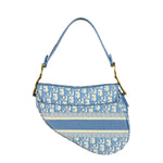 Christian Dior Blue/White Oblique Embroidered Saddle Bag