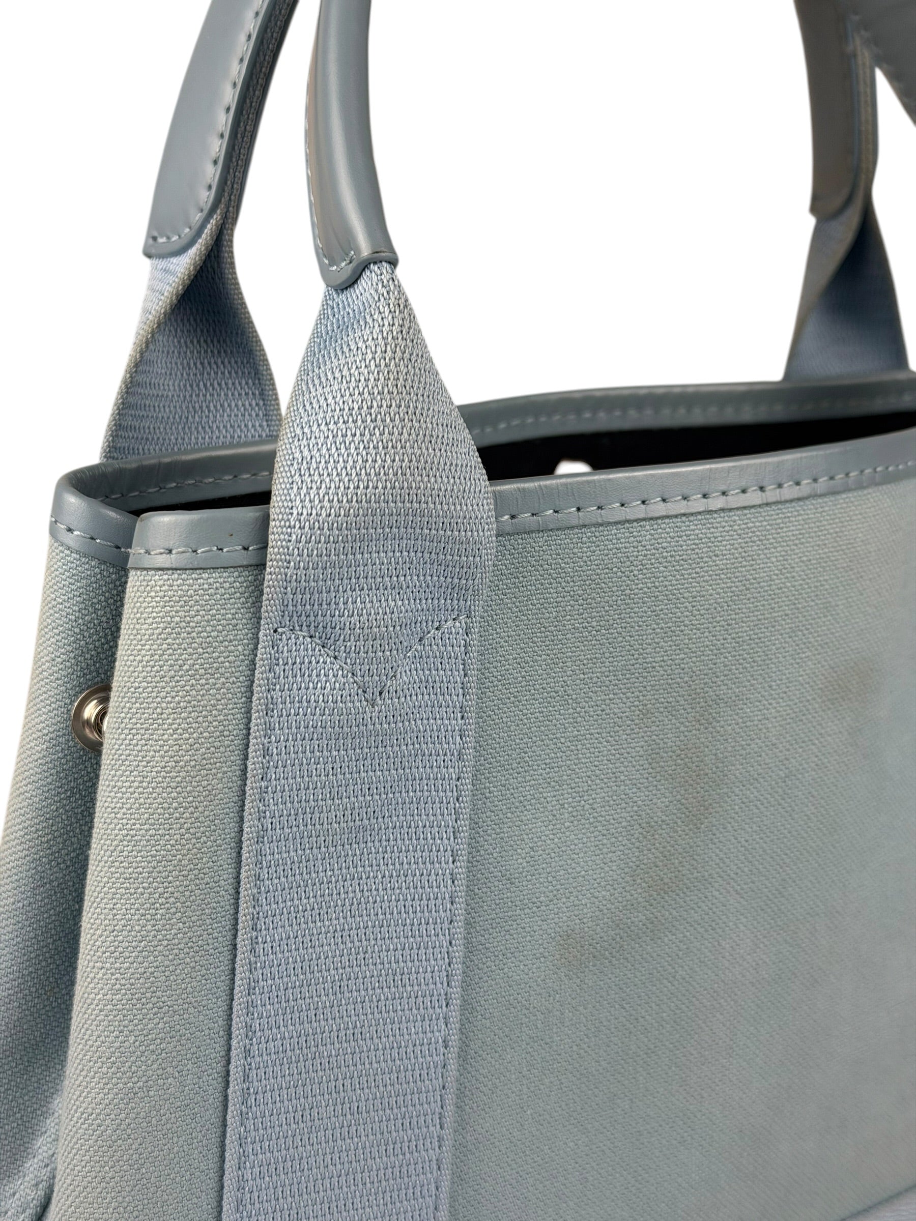 Balenciaga Light Blue Leather Trim Cabas XS Tote Bag