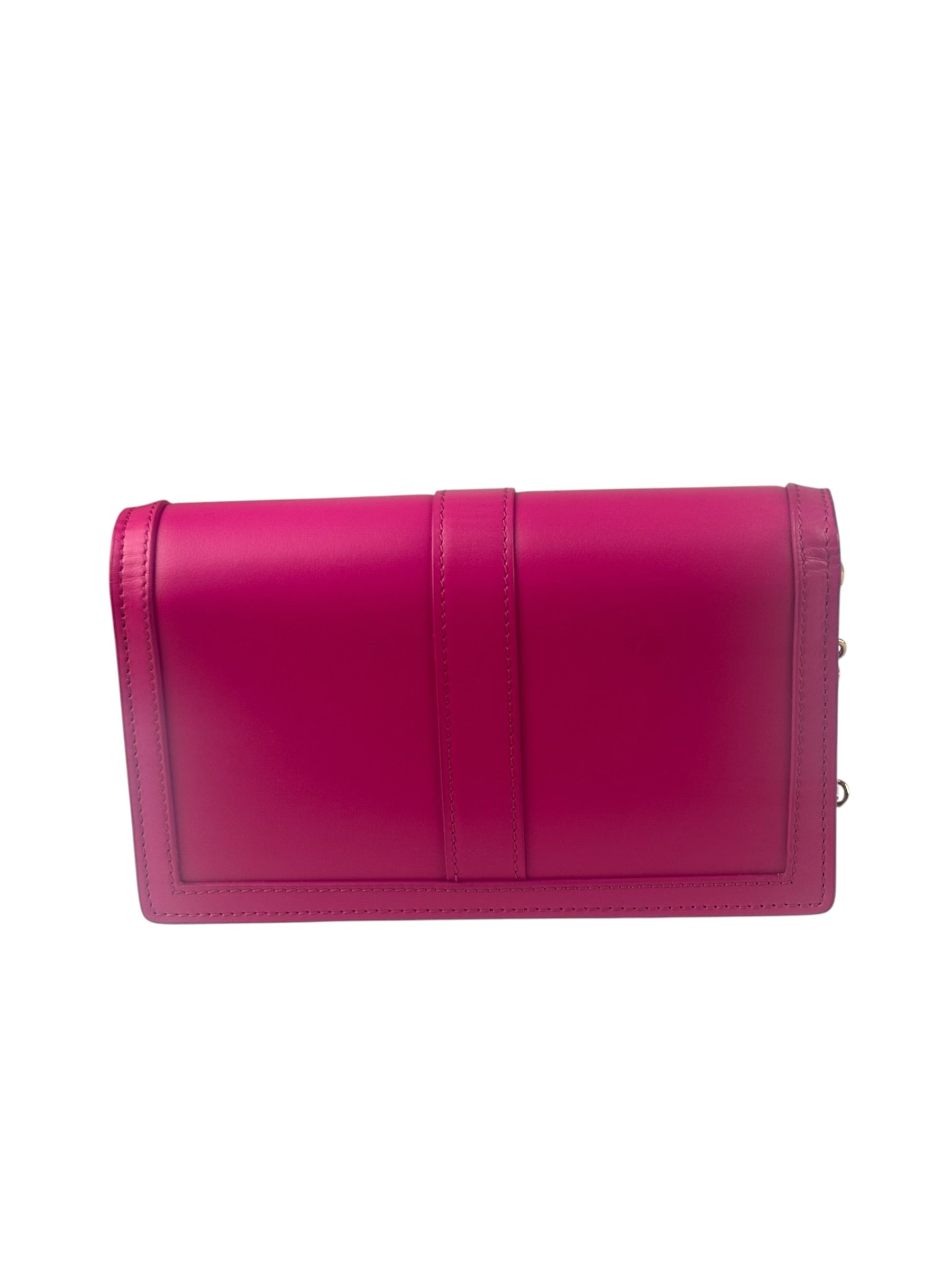 Versace Pink Leather Greca Goddess Flap Wallet-On-Chain