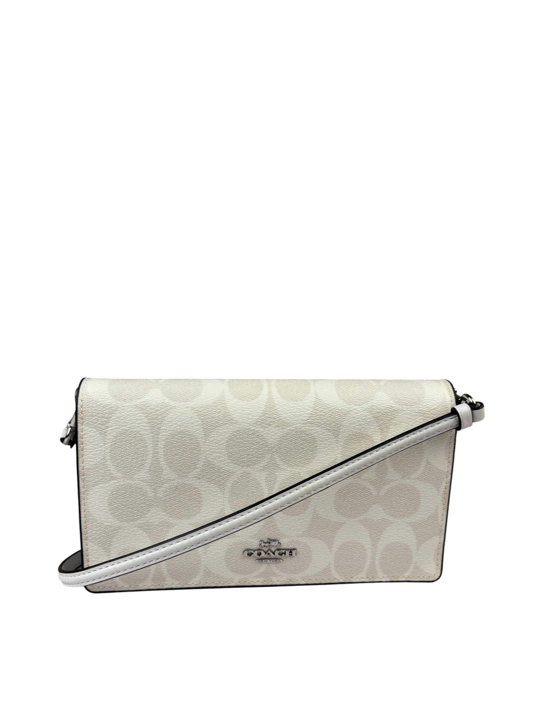 Coach Signature Canvas Anna Foldover Clutch White
