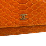 Chanel Orange Pythonskin Flap Wallet On Chain 2013