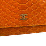 Chanel Orange Pythonskin Flap Wallet On Chain 2013