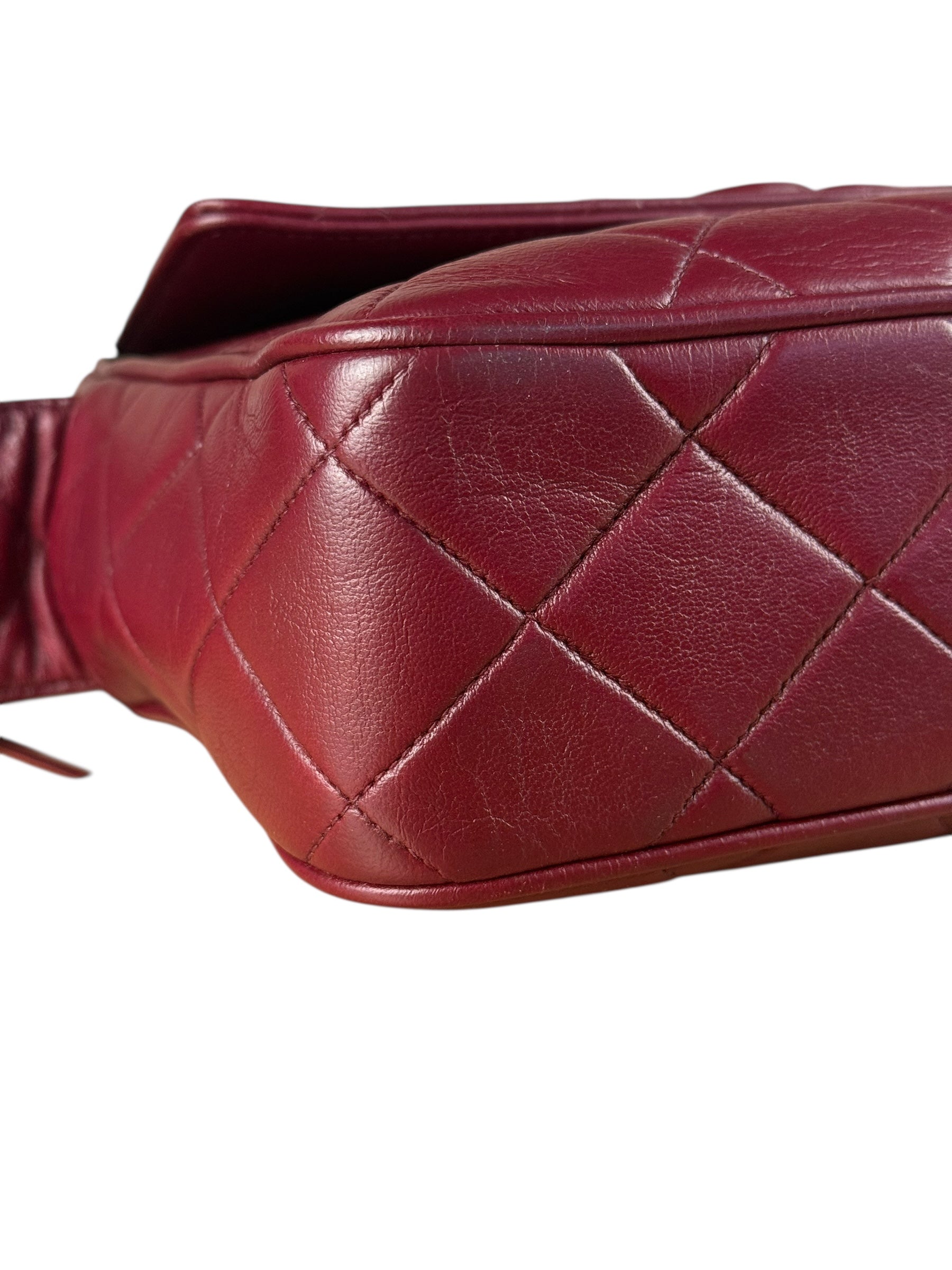 Chanel Vintage Burgundy Quilted Leather CC Camera Bag