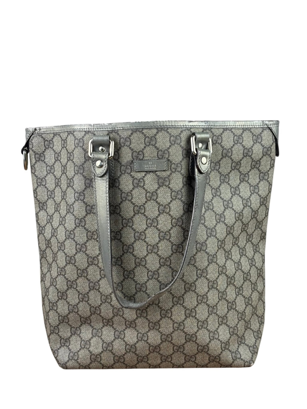 Gucci Beige/Grey Leather Canvas GG Joy Tote Bag