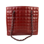 Chanel Red Lambskin Chocolate Bar Mademoiselle Reissue Square Tote  2004