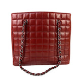 Chanel Red Lambskin Chocolate Bar Mademoiselle Reissue Square Tote  2004