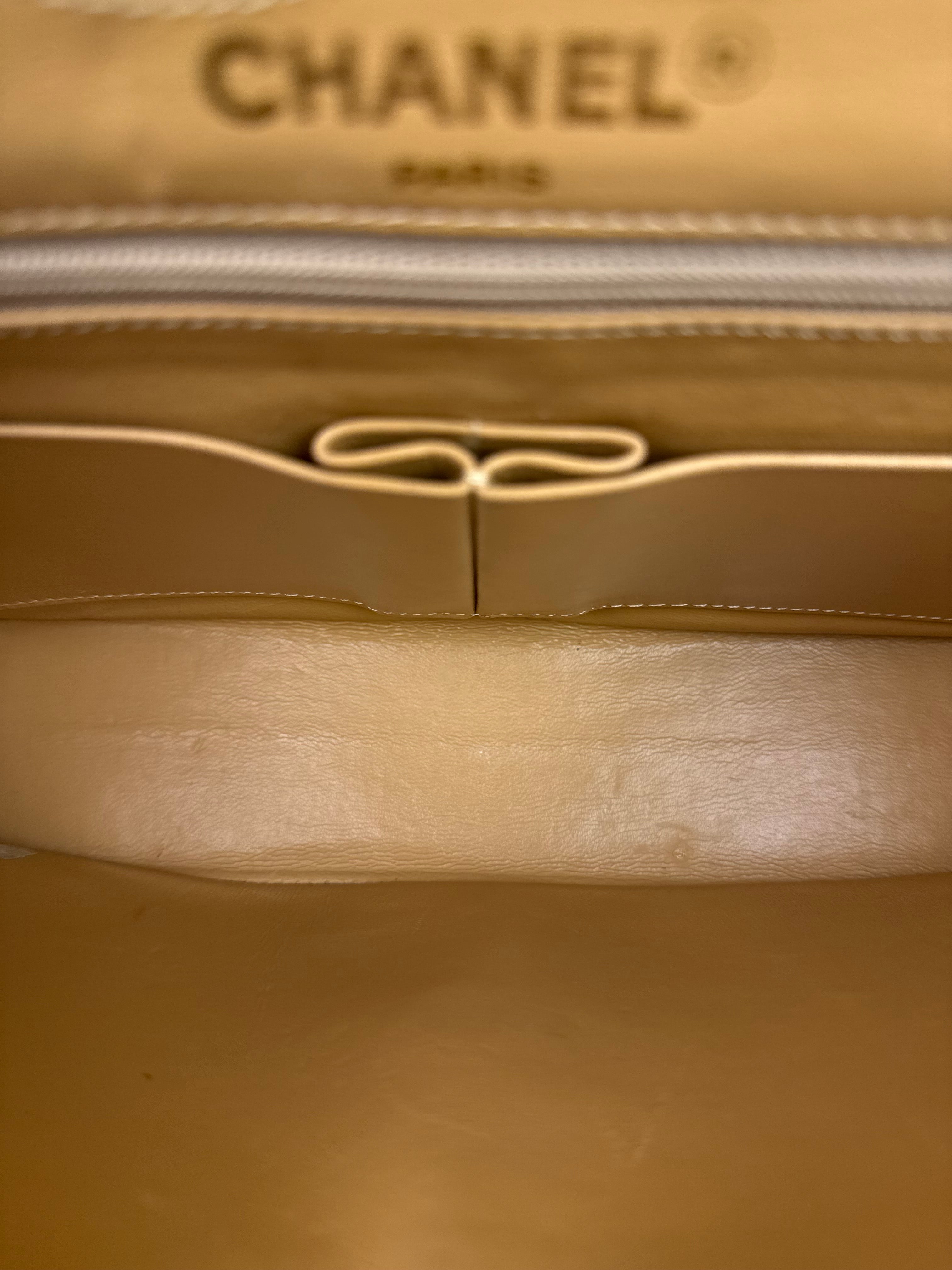 Chanel Beige Quilted Leather Two-Toned Double Flap Bag '94-'96