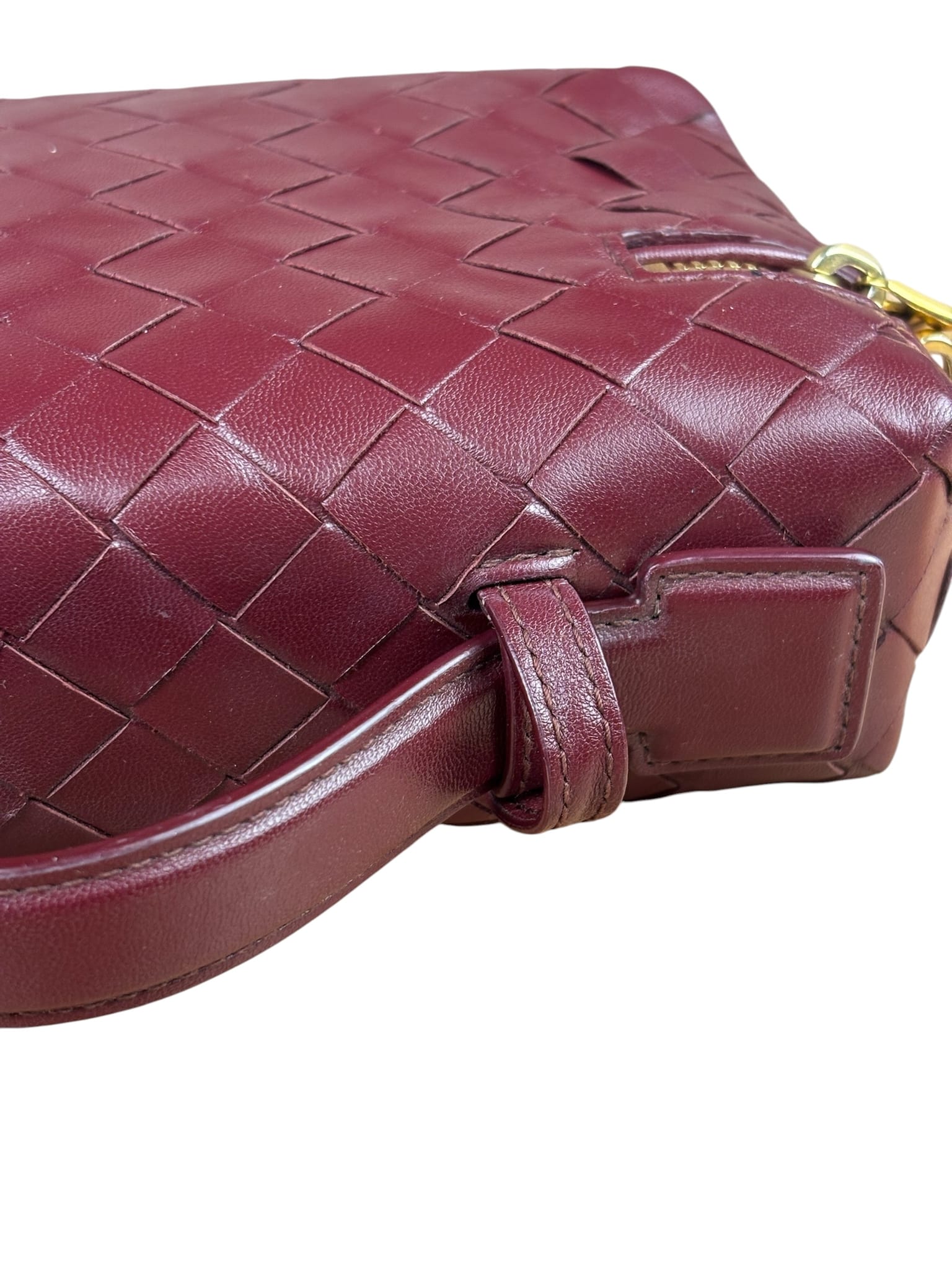 Bottega Veneta Burgundy Leather Intrecciato Bang Bang Vanity Two-Way Bag
