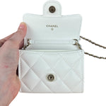 Chanel Classic Flap Card Holder on Chain Quilted Caviar Black
