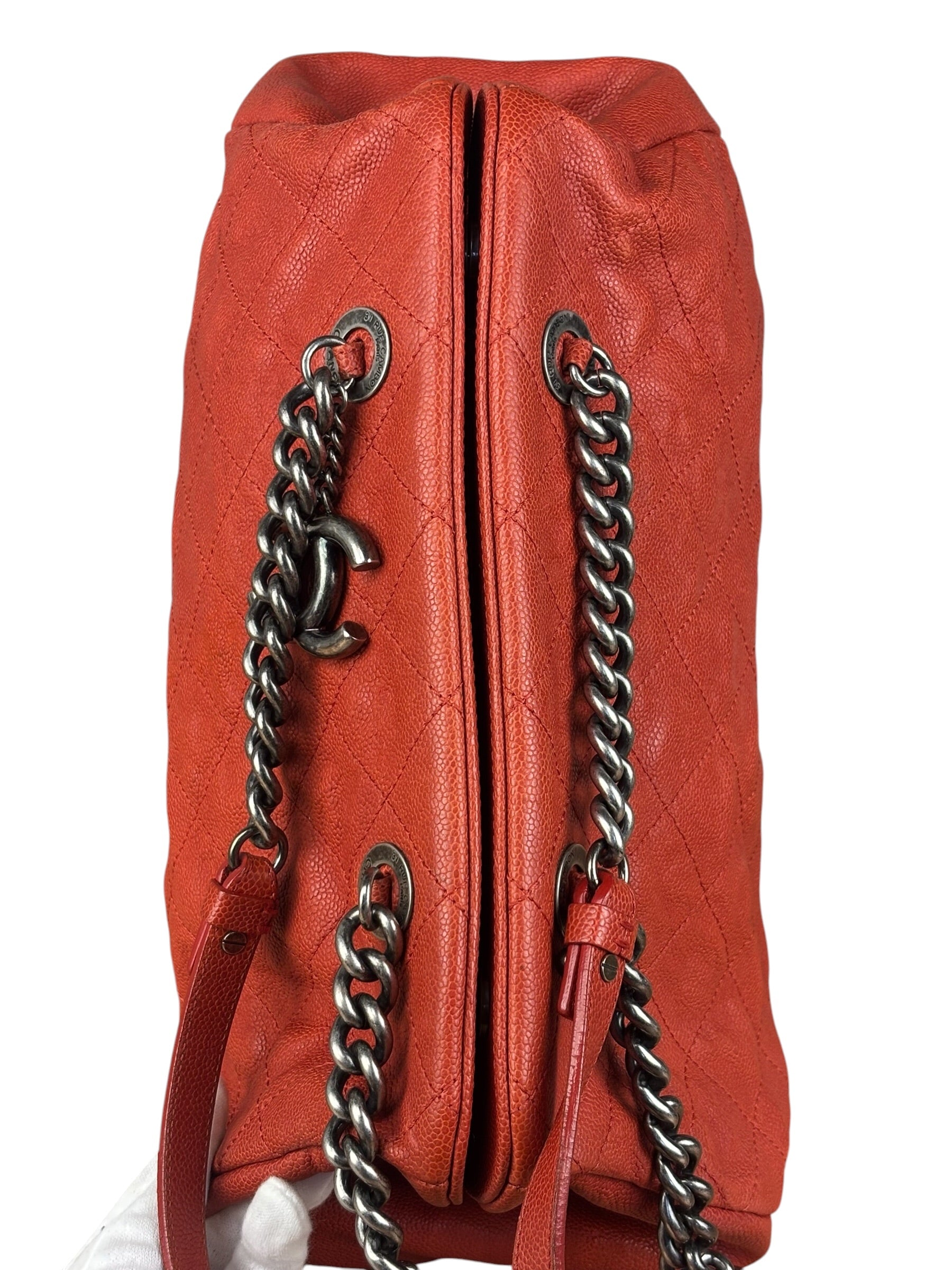 Chanel Red Caviar Quilted Medium Frame Shoulder Bag 2011
