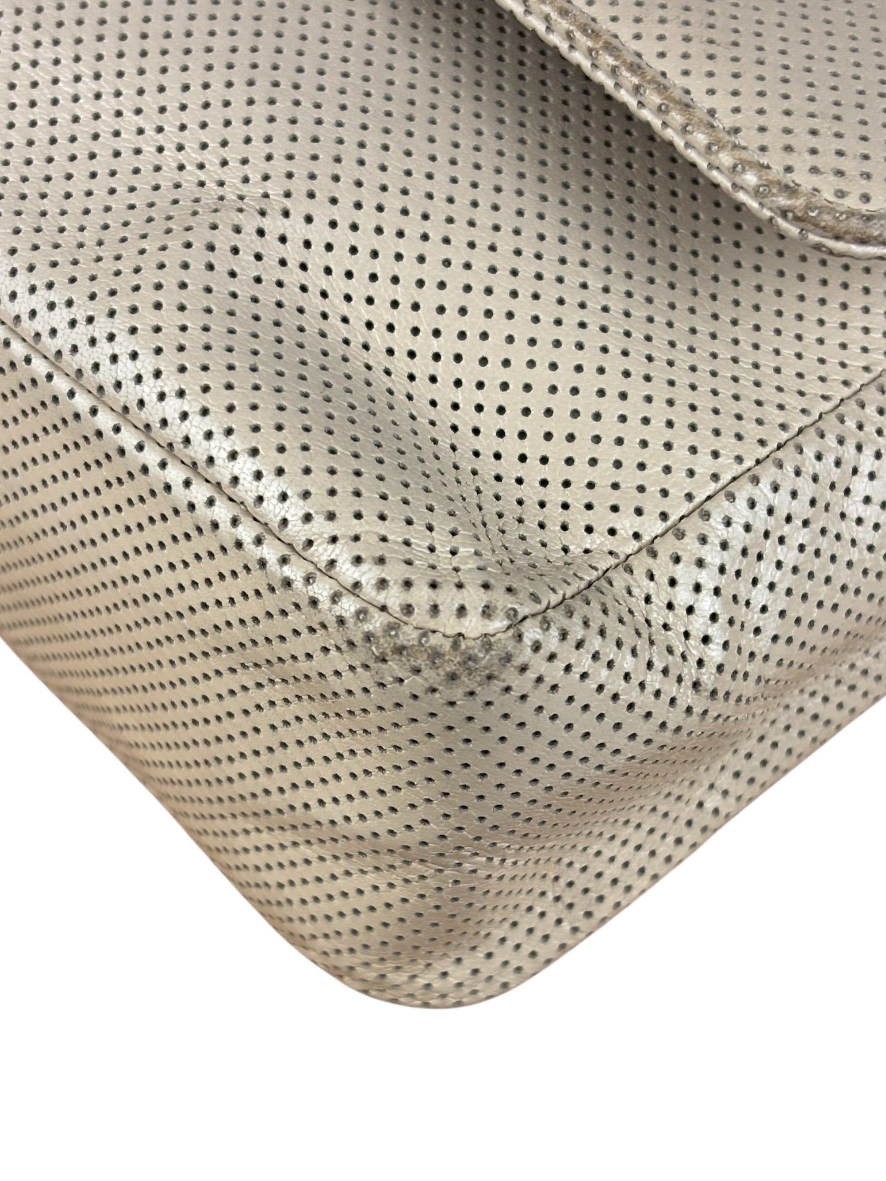 Chanel Beige Perforated Leather CC Flap Bag 2001
