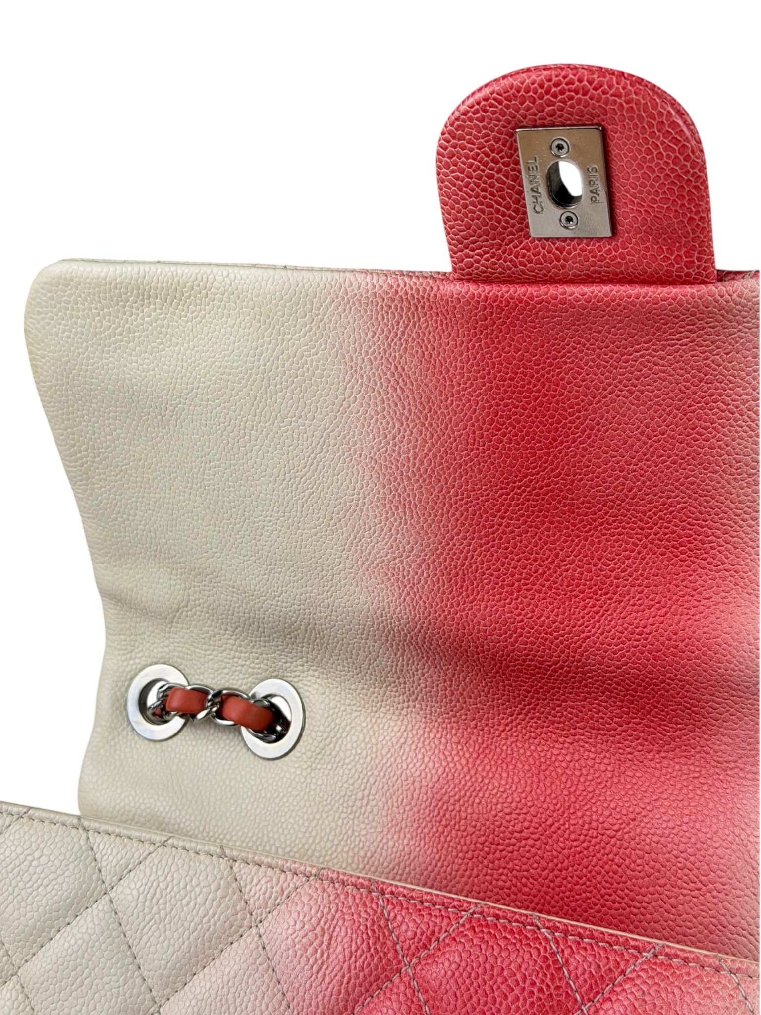 Chanel Quilted Caviar Ivory/Pink Ombre Jumbo Flap 2013