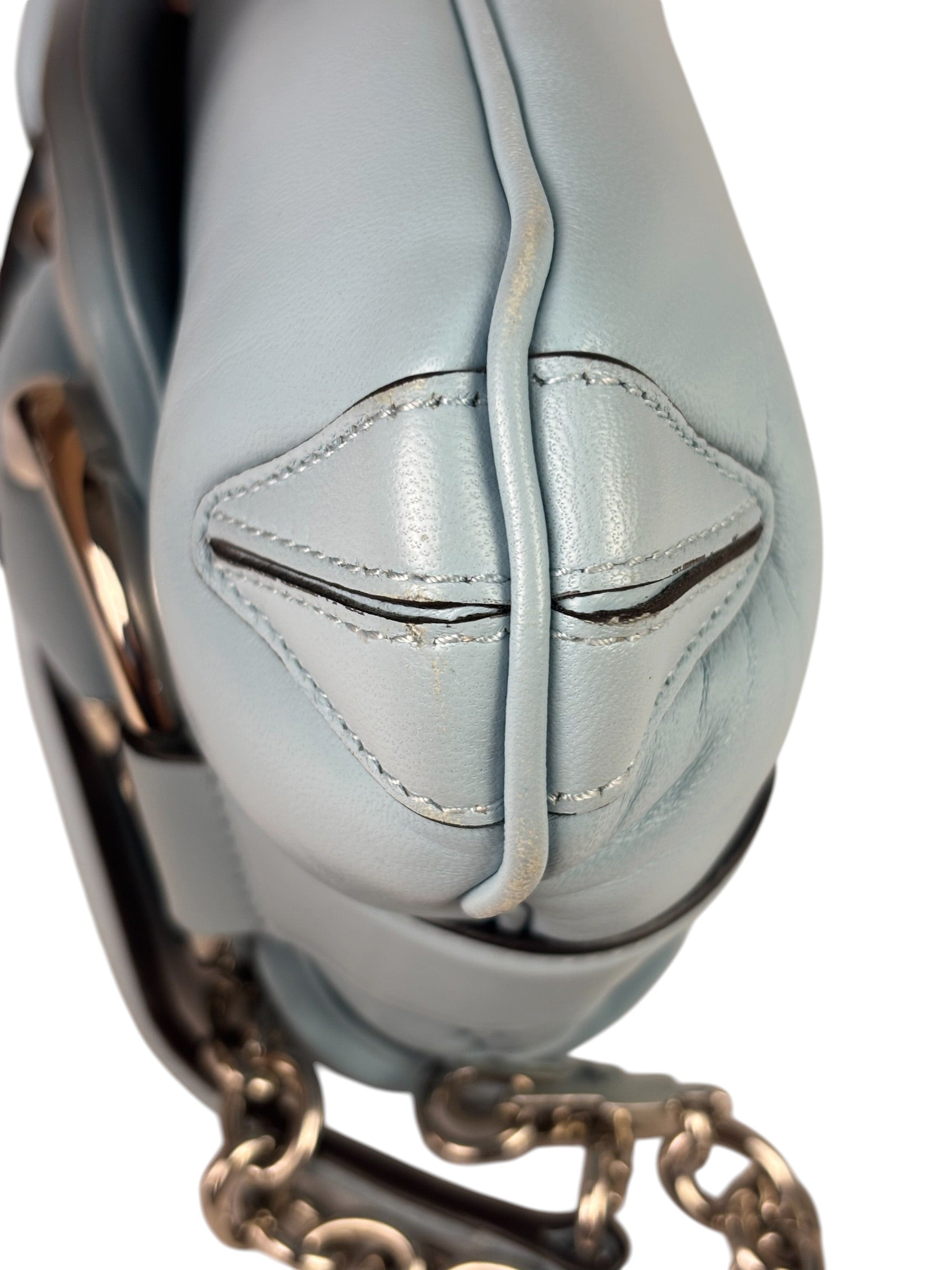 Gucci Blue Leather Horsebit Chain Shoulder Bag