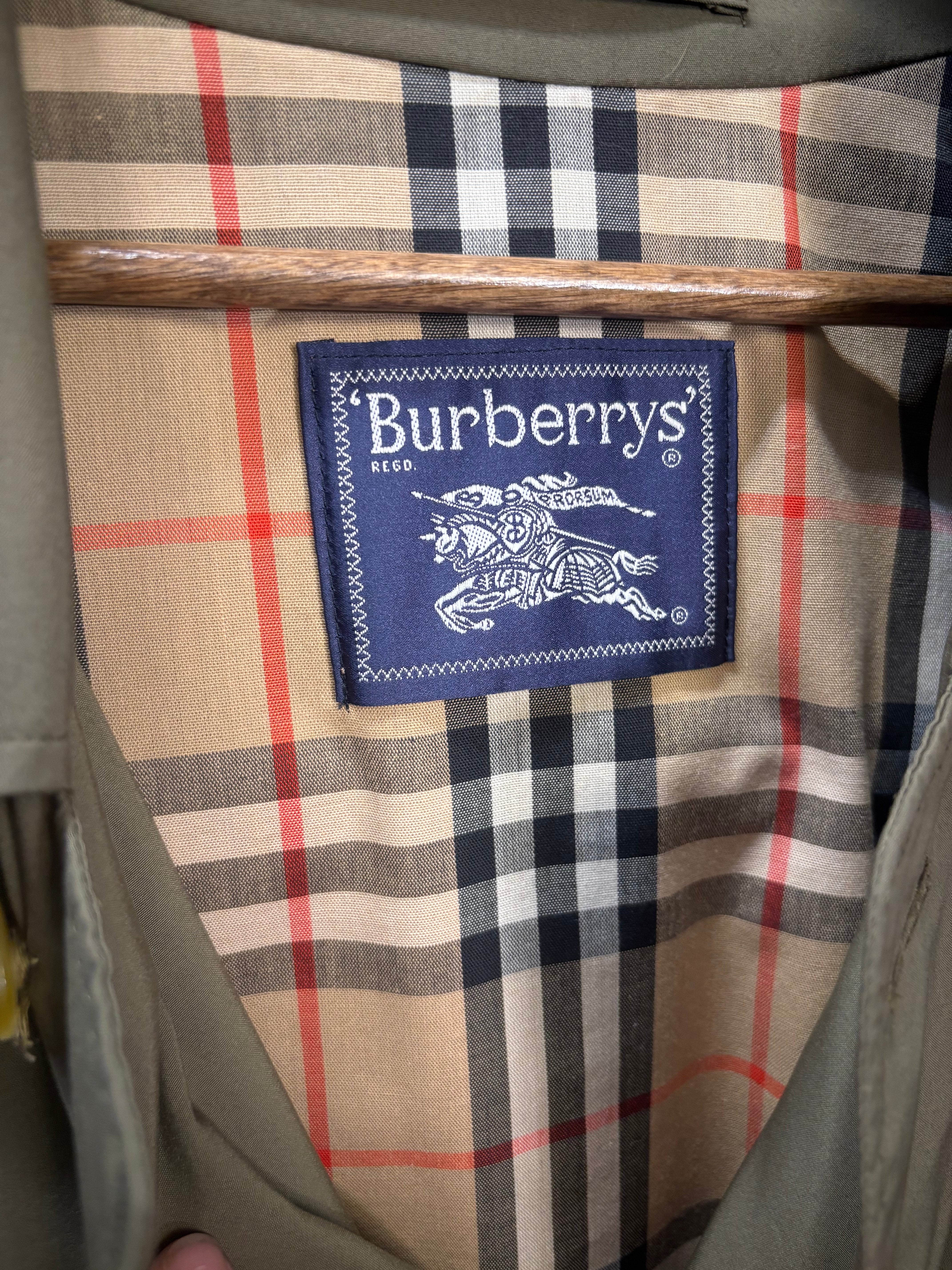 Burberry Vintage Green Nylon Trench Coat