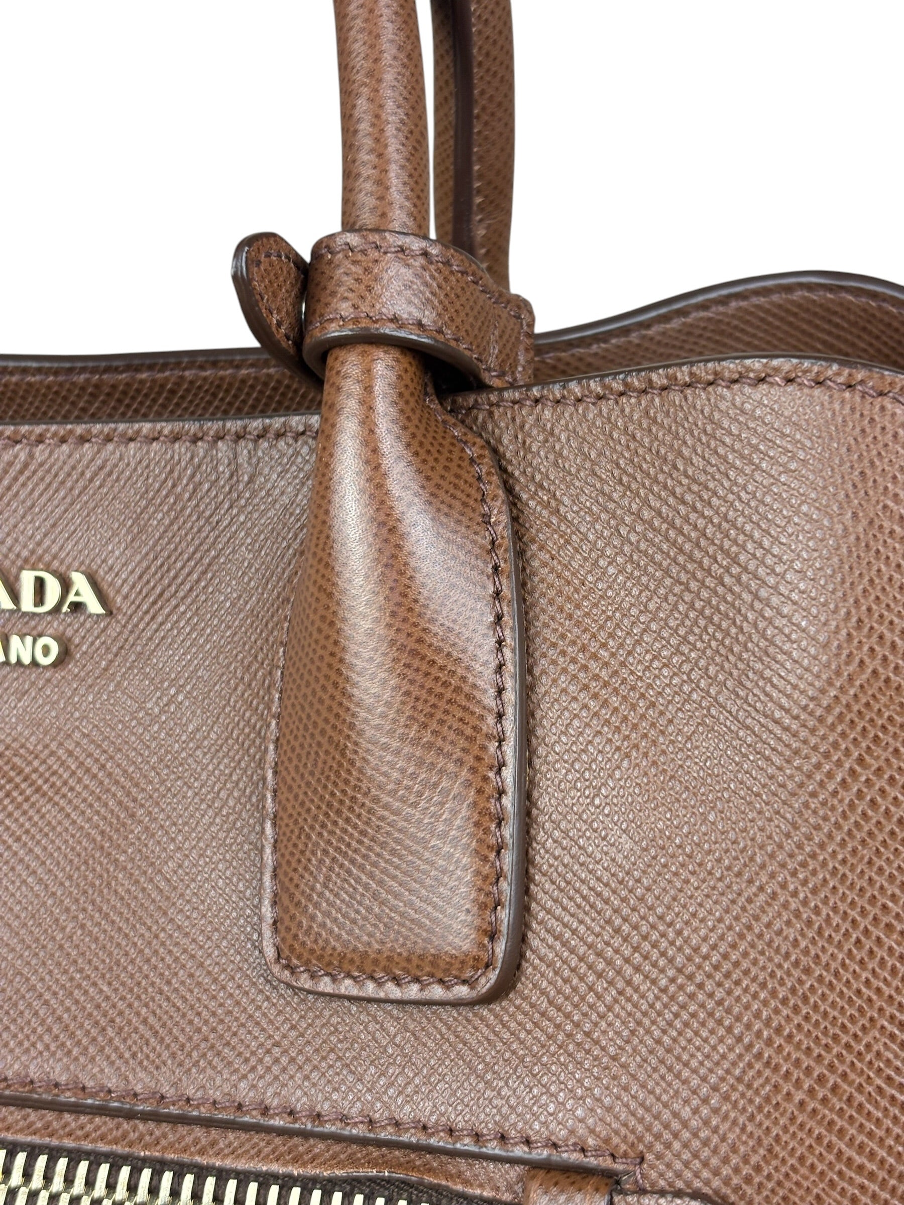 Prada Vintage Brown Leather Top Handle Bag