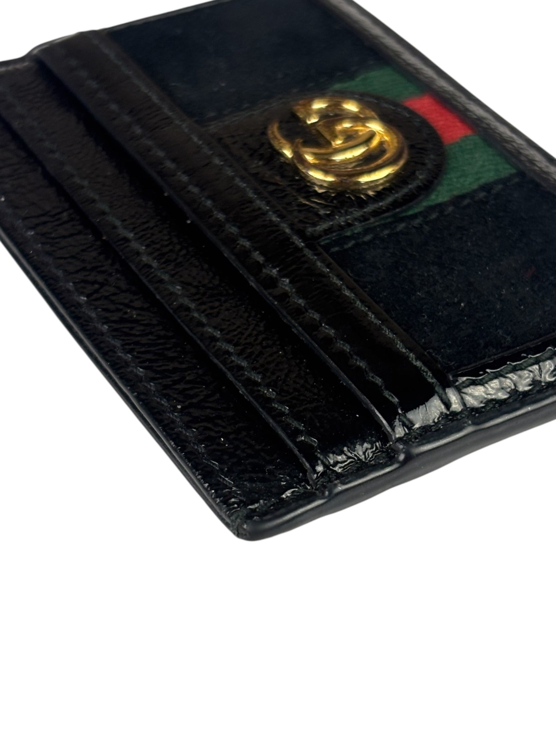 Gucci Black Patent Leather Ophidia Card Case